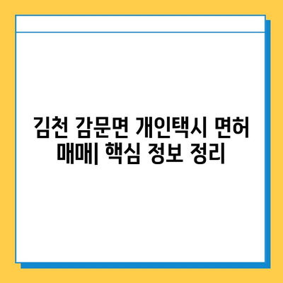 김천시 감문면 개인택시 면허 매매| 오늘 시세 & 넘버값 | 자격조건, 월수입, 양수교육