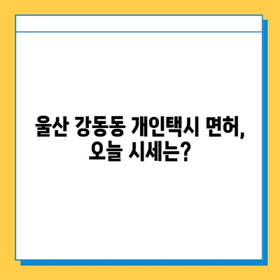 울산 북구 강동동 개인택시 면허 매매 가격 & 자격조건 완벽 가이드 | 오늘 시세, 넘버값, 월수입, 양수교육