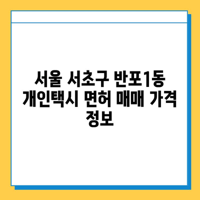 서울 서초구 반포1동 개인택시 면허 매매 가격 | 오늘 시세, 넘버값, 자격조건, 월수입, 양수교육 | 상세 정보