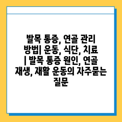 발목 통증, 연골 관리 방법| 운동, 식단, 치료 | 발목 통증 원인, 연골 재생, 재활 운동