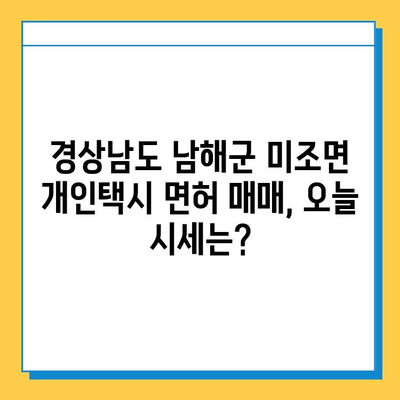 경상남도 남해군 미조면 개인택시 면허 매매 가격| 오늘 시세 확인 & 자격조건, 월수입, 양수교육 정보 | 번호판, 넘버값