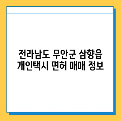 전라남도 무안군 삼향읍 개인택시 면허 매매 가격 & 시세 (오늘 기준) | 자격조건, 월수입, 양수교육