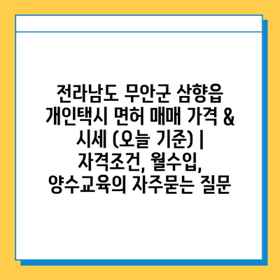 전라남도 무안군 삼향읍 개인택시 면허 매매 가격 & 시세 (오늘 기준) | 자격조건, 월수입, 양수교육