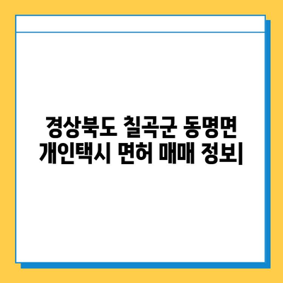 경상북도 칠곡군 동명면 개인택시 면허 매매 가격| 오늘 시세, 넘버값, 자격조건, 월수입, 양수교육 | 상세 정보