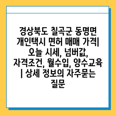 경상북도 칠곡군 동명면 개인택시 면허 매매 가격| 오늘 시세, 넘버값, 자격조건, 월수입, 양수교육 | 상세 정보