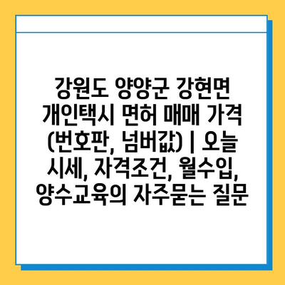 강원도 양양군 강현면 개인택시 면허 매매 가격 (번호판, 넘버값) | 오늘 시세, 자격조건, 월수입, 양수교육