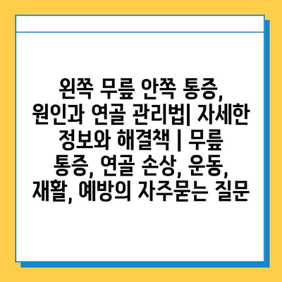 왼쪽 무릎 안쪽 통증, 원인과 연골 관리법| 자세한 정보와 해결책 | 무릎 통증, 연골 손상, 운동, 재활, 예방