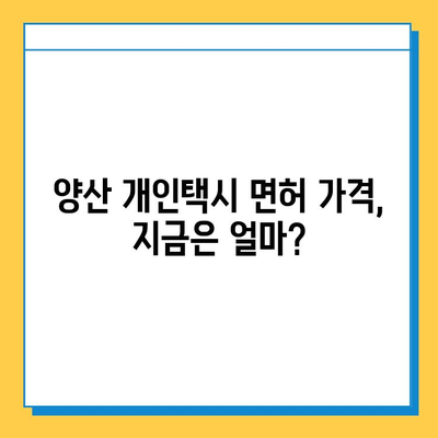 양산 강서동 개인택시 면허 매매, 오늘 시세는? | 가격, 자격조건, 월수입, 양수교육 정보