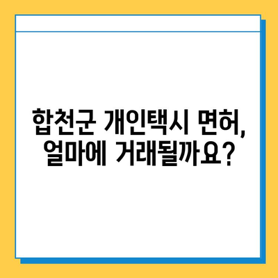 합천군 개인택시 면허 매매, 오늘 시세는? | 가격, 번호판, 자격조건, 월수입, 양수교육