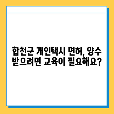 합천군 개인택시 면허 매매, 오늘 시세는? | 가격, 번호판, 자격조건, 월수입, 양수교육