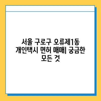 서울 구로구 오류제1동 개인택시 면허 매매, 오늘 시세 확인하세요! | 번호판 가격, 자격 조건, 월수입, 양수 교육