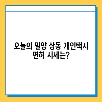 밀양시 상동면 개인택시 면허 매매 가격 & 자격 조건 완벽 가이드 | 오늘 시세, 넘버값, 월수입, 양수교육