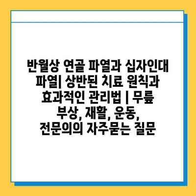 반월상 연골 파열과 십자인대 파열| 상반된 치료 원칙과 효과적인 관리법 | 무릎 부상, 재활, 운동, 전문의