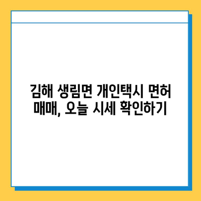 경상남도 김해시 생림면 개인택시 면허 매매 가격| 오늘 시세 확인 & 자격조건 | 월수입 | 양수교육