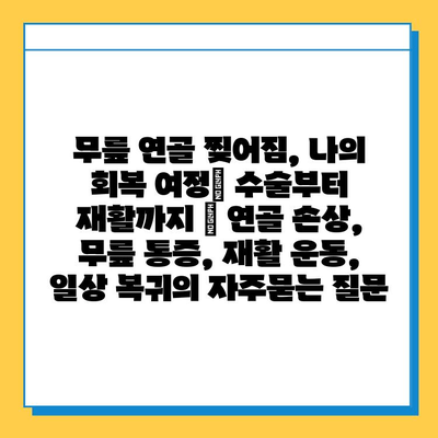 무릎 연골 찢어짐, 나의 회복 여정| 수술부터 재활까지 | 연골 손상, 무릎 통증, 재활 운동, 일상 복귀