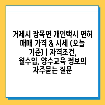 거제시 장목면 개인택시 면허 매매 가격 & 시세 (오늘 기준) | 자격조건, 월수입, 양수교육 정보