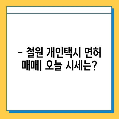 강원도 철원군 철원읍 개인택시 면허 매매| 오늘 시세, 넘버값, 자격조건, 월수입, 양수교육 | 상세 정보 및 가이드