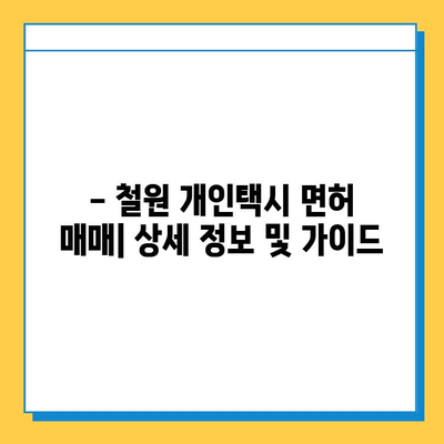 강원도 철원군 철원읍 개인택시 면허 매매| 오늘 시세, 넘버값, 자격조건, 월수입, 양수교육 | 상세 정보 및 가이드