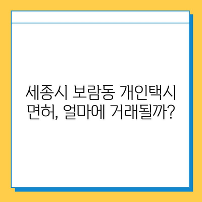 세종시 보람동 개인택시 면허 매매 가격| 오늘 시세 확인 & 자격조건 | 월수입 | 양수교육