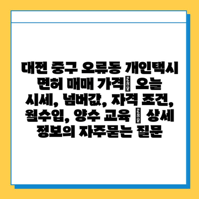 대전 중구 오류동 개인택시 면허 매매 가격| 오늘 시세, 넘버값, 자격 조건, 월수입, 양수 교육 | 상세 정보