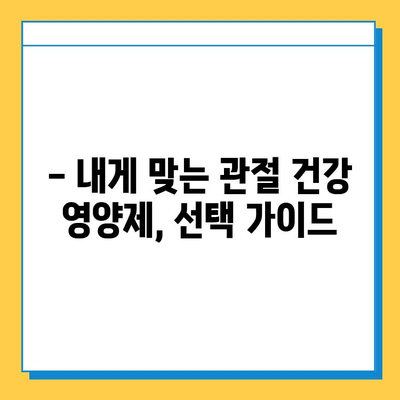 관절 연골 건강, 제대로 지키는 영양제 선택 가이드| 효과 비교 & 추천 | 관절 통증, 연골 재생, 영양제 비교, 건강 관리, 추천