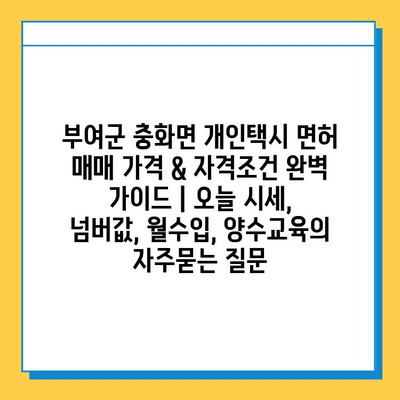 부여군 충화면 개인택시 면허 매매 가격 & 자격조건 완벽 가이드 | 오늘 시세, 넘버값, 월수입, 양수교육