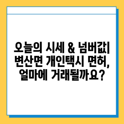 전라북도 부안군 변산면 개인택시 면허 매매 가격| 오늘 시세 & 넘버값 | 자격조건 | 월수입 | 양수교육