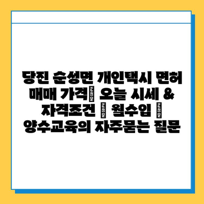 당진 순성면 개인택시 면허 매매 가격| 오늘 시세 & 자격조건 | 월수입 | 양수교육