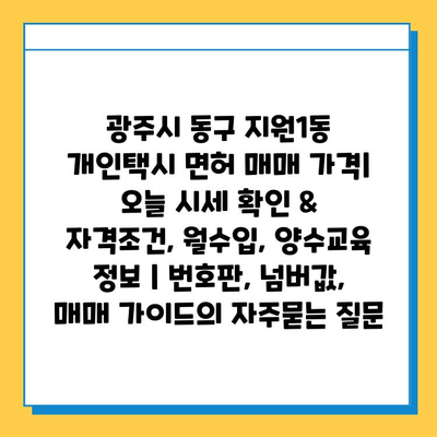 광주시 동구 지원1동 개인택시 면허 매매 가격| 오늘 시세 확인 & 자격조건, 월수입, 양수교육 정보 | 번호판, 넘버값, 매매 가이드