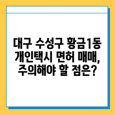 대구 수성구 황금1동 개인택시 면허 매매| 오늘 시세, 넘버값, 자격조건, 월수입, 양수교육 | 상세 가이드