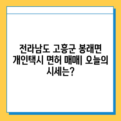 전라남도 고흥군 봉래면 개인택시 면허 매매 가격| 오늘 시세 확인 및 양수 교육 정보 | 번호판, 넘버값, 자격조건, 월수입