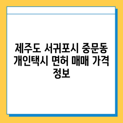 제주도 서귀포시 중문동 개인택시 면허 매매 가격| 오늘 시세 & 넘버값 | 자격조건, 월수입, 양수교육