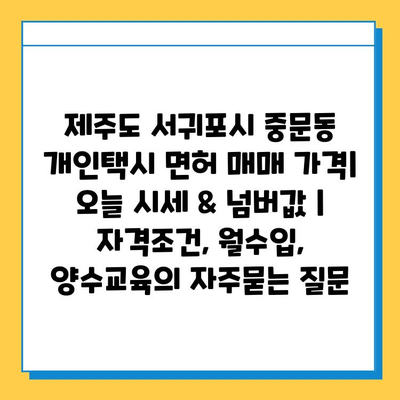 제주도 서귀포시 중문동 개인택시 면허 매매 가격| 오늘 시세 & 넘버값 | 자격조건, 월수입, 양수교육