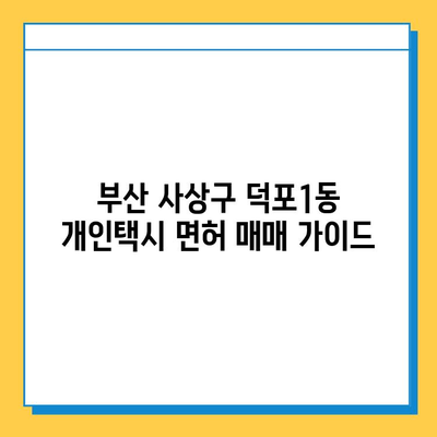 부산 사상구 덕포1동 개인택시 면허 매매 가격| 오늘 시세 확인 & 자격조건 | 월수입 | 양수교육