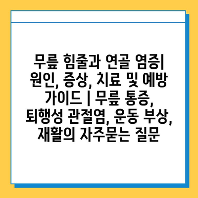 무릎 힘줄과 연골 염증| 원인, 증상, 치료 및 예방 가이드 | 무릎 통증, 퇴행성 관절염, 운동 부상, 재활