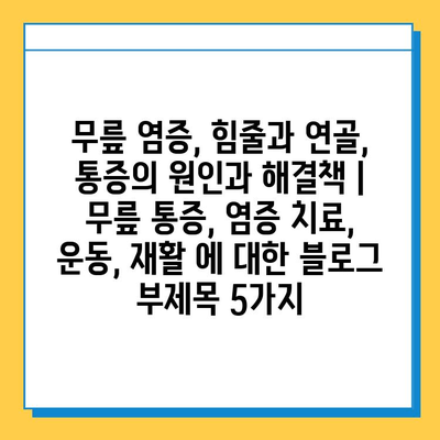 무릎 염증| 힘줄과 연골, 통증의 원인과 해결책 | 무릎 통증, 염증 치료, 운동, 재활