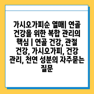 가시오가피순 열매| 연골 건강을 위한 복합 관리의 핵심 | 연골 건강, 관절 건강, 가시오가피, 건강 관리, 천연 성분