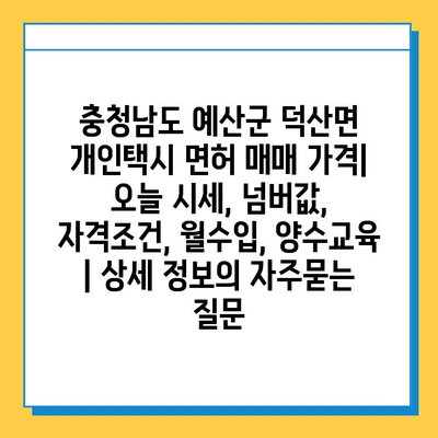 충청남도 예산군 덕산면 개인택시 면허 매매 가격| 오늘 시세, 넘버값, 자격조건, 월수입, 양수교육 | 상세 정보