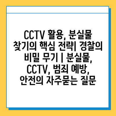 CCTV 활용, 분실물 찾기의 핵심 전략| 경찰의 비밀 무기 | 분실물, CCTV, 범죄 예방, 안전