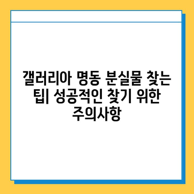 갤러리아 명동에서 잃어버린 물건 찾는 방법 | 분실물센터 연락처, 절차, 주의사항