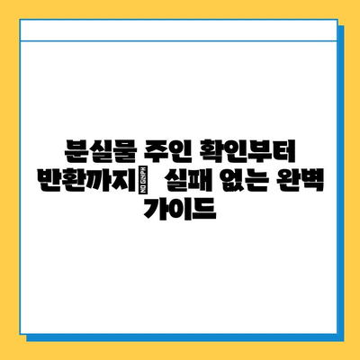 분실물 주인 찾기| 초보자를 위한 소유권 확인 가이드 | 분실물, 소유권, 확인, 절차, 팁