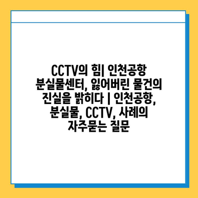 CCTV의 힘| 인천공항 분실물센터, 잃어버린 물건의 진실을 밝히다 | 인천공항, 분실물, CCTV, 사례