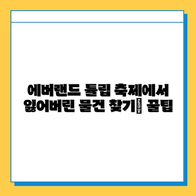 에버랜드 튤립 축제 분실물 찾기| 센터 위치 및 연락처 안내 | 분실물, 튤립 축제, 에버랜드