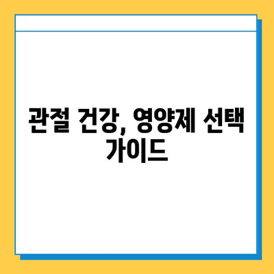 관절 연골 건강, 영양제 선택이 중요한 이유 | 관절 건강, 연골 보호, 영양제 추천, 건강 정보