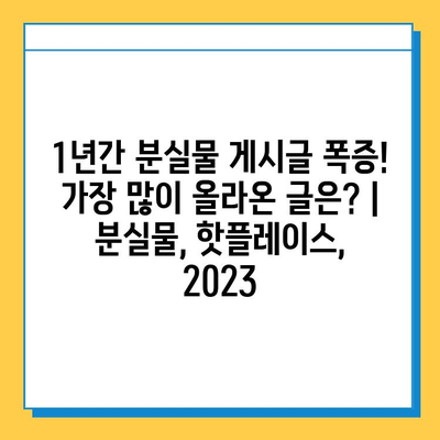 1년간 분실물 게시글 폭증! 가장 많이 올라온 글은? | 분실물, 핫플레이스, 2023