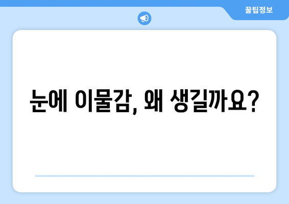 눈에 이물감? 원인과 해결책| 이물질, 눈 통증의 진실 | 눈 건강, 이물질 제거, 눈 통증 완화