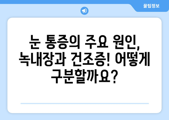 눈 통증, 녹내장만은 아니다? 건조증 가능성까지 알아보세요 | 눈 통증, 녹내장, 건조증, 증상, 원인