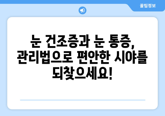 눈 건조증과 눈 통증, 왜 생길까요? | 원인과 관리법 완벽 가이드