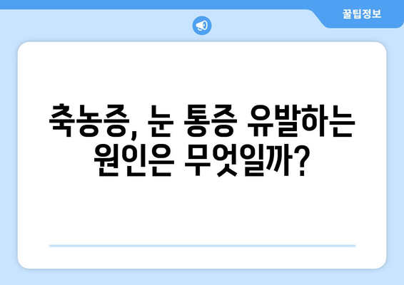 축농증, 눈 통증 유발하는 이유? 원인과 증상, 해결책 알아보기 | 부비동염, 눈 통증, 치료