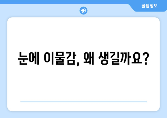 눈에 이물감? 원인과 이물질 종류 알아보기 | 눈, 이물질, 자극, 증상, 관리, 치료